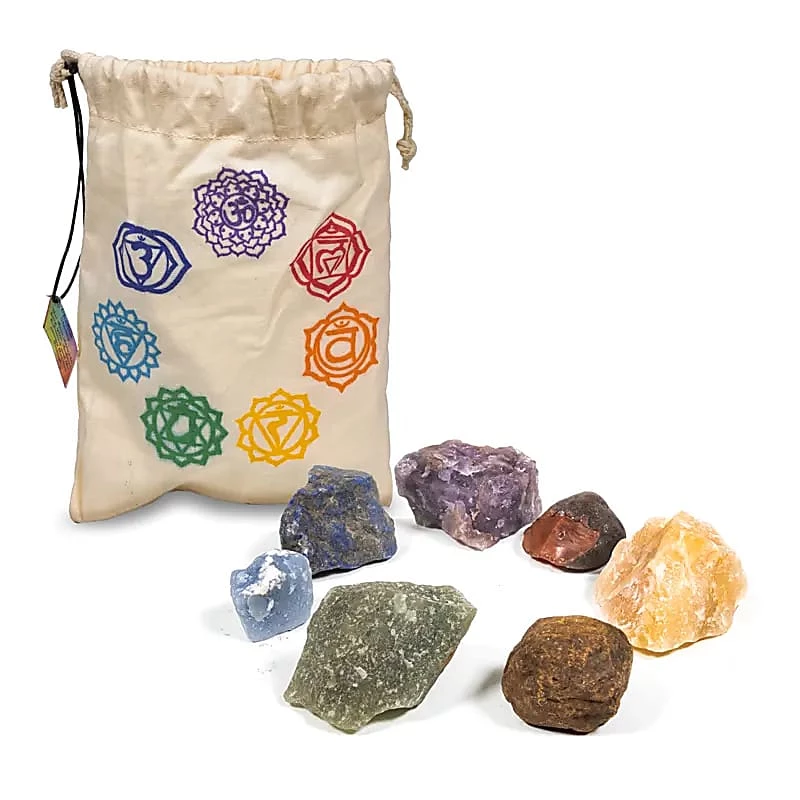 Set di 7 pietre dei chakra --  in sacchetto di cotone