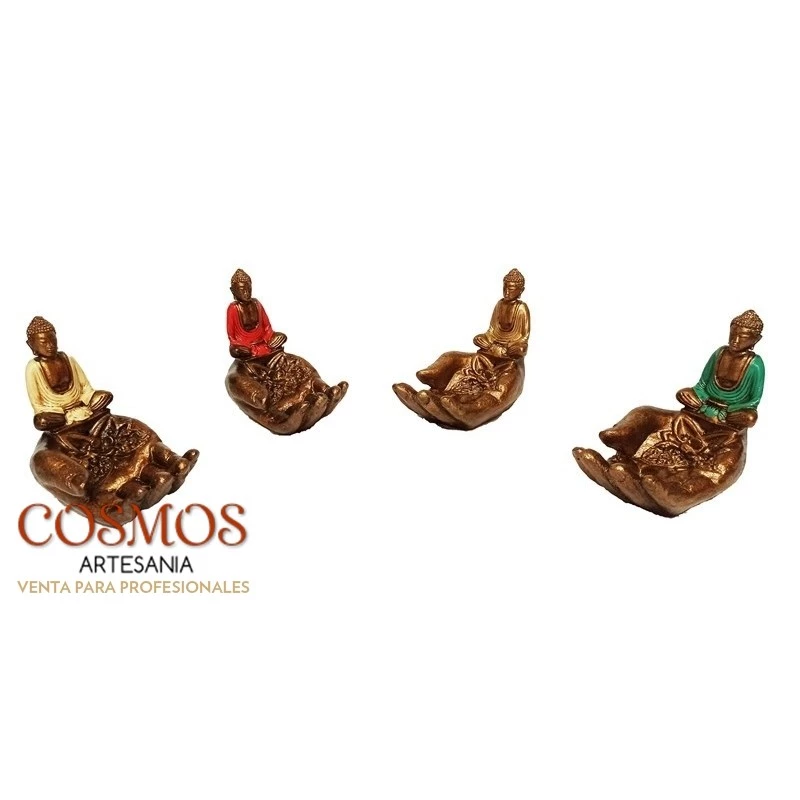 Porta incenso Mano thailandese con Buddha in resina  --cm 14x16