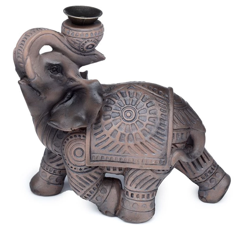 Incensiera in resina con riflusso  backflow elefante-- cm 10,5x11,5