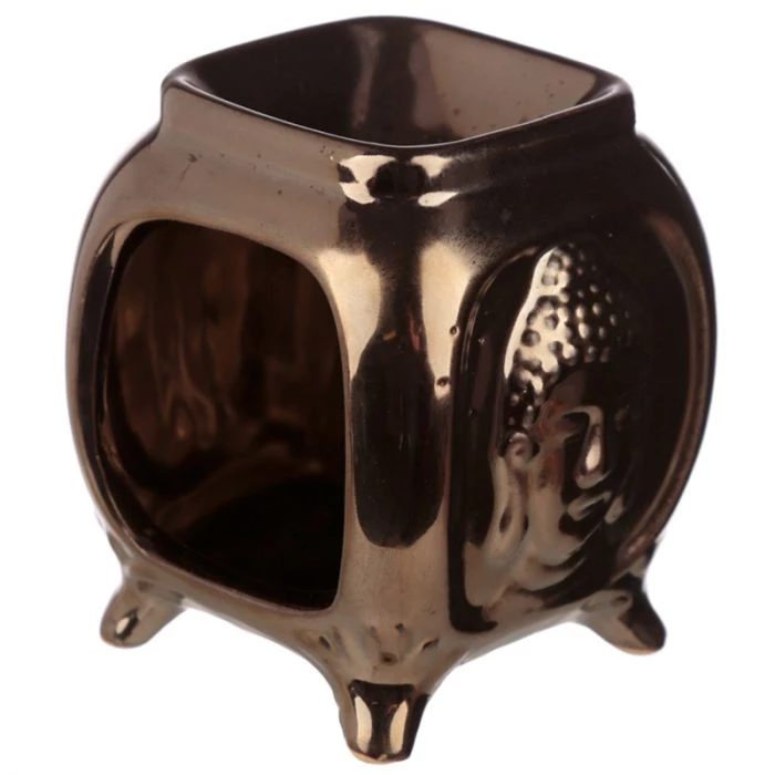 Brucia Essenze in ceramica colore oro budda in rilievo