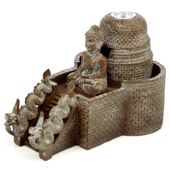 Incensiera in resina con riflusso backflow-- Tempio buddha thailandese -- cm 1,05x9,5