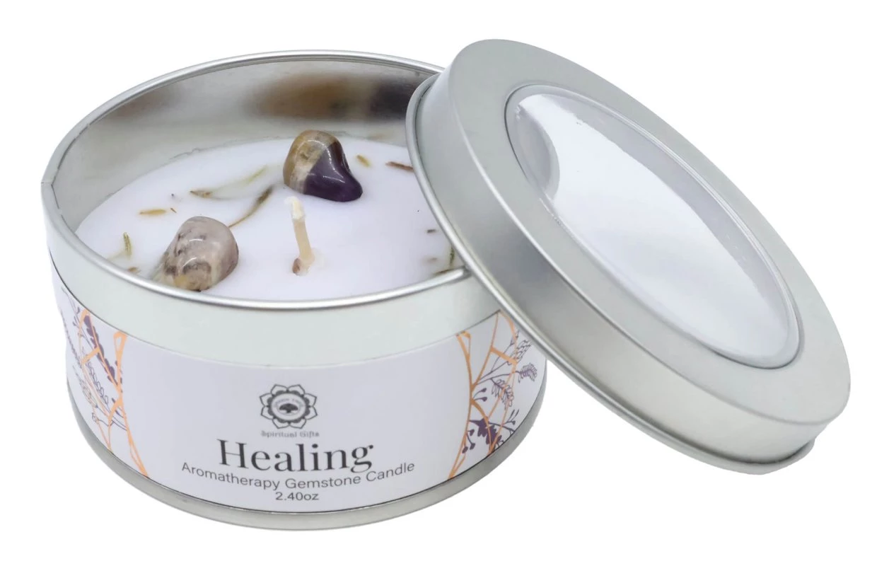 Candela  Guarigione con Ametista e Lavanda 70g