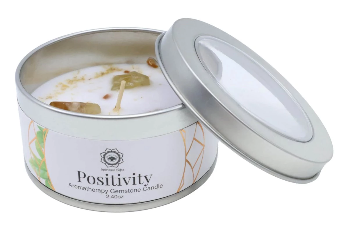 Candela Positività con Quarzo Citrino e Tè Verde 70g