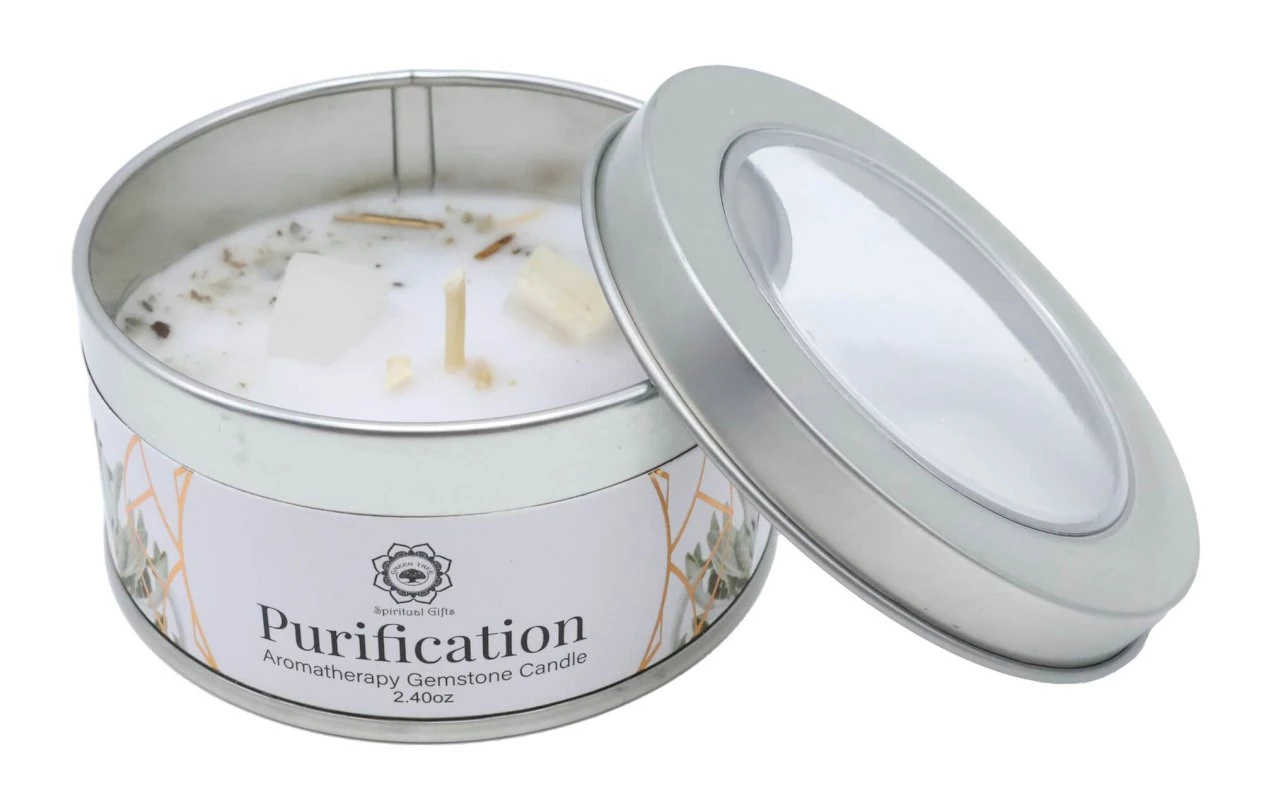 Candela Purificazione con Selenite e Salvia Bianca 70g