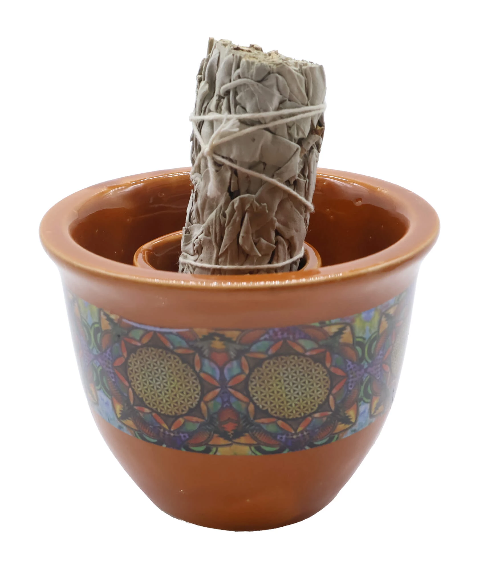 Bruciatore in ceramica per fumigazione fiore della vita  cm 8x9