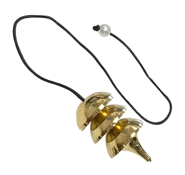 Pendolo In Ottone Dorato Cordoncino in pelle-- 40 G; 5 Cm