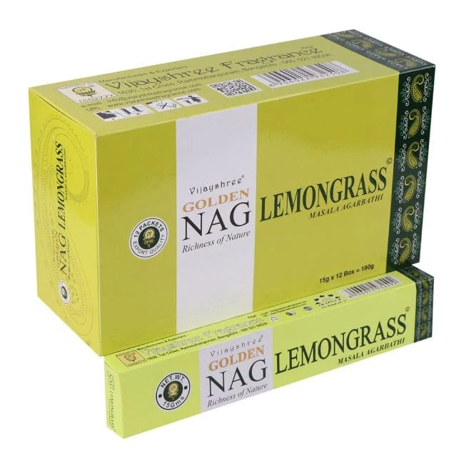 Incenso Vijayshree Golden Nag Lemongrass (Citronella)-- 1 confezione da 15 g