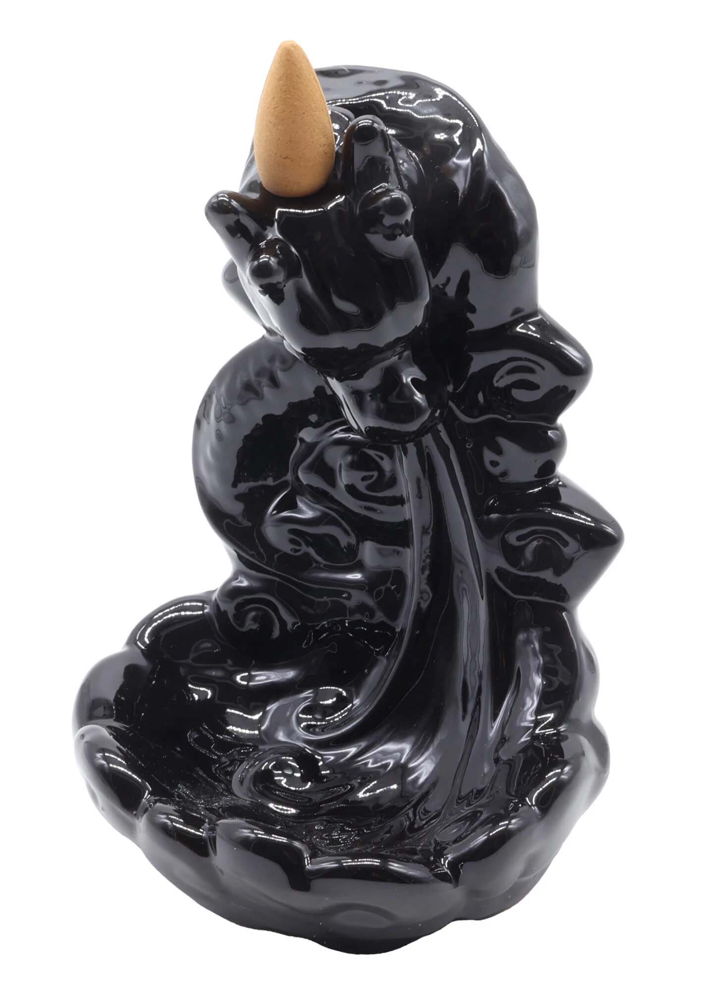 Incensiera in ceramica con riflusso backflow -- Drago Piccolo --  cm 15