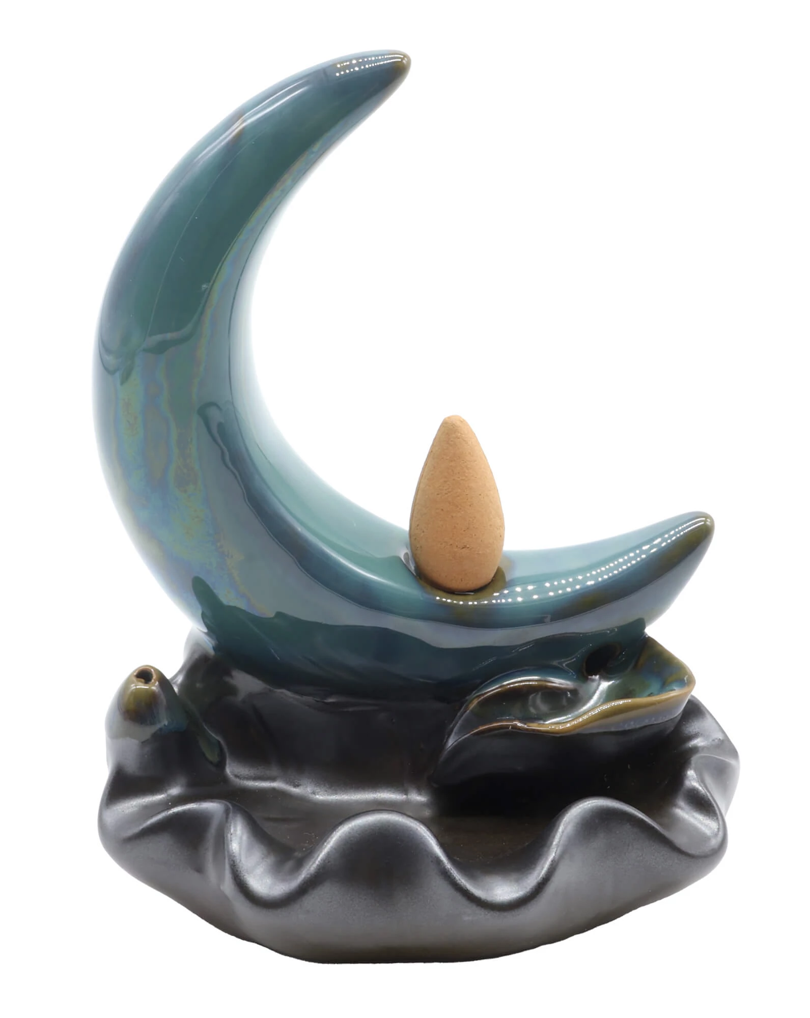 Incensiera in ceramica con riflusso backflow -- Moon -- cm 13