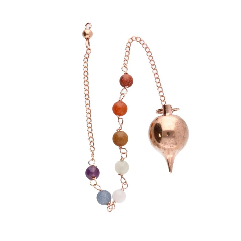 Pendolo Mermet in rame con catenina chakra