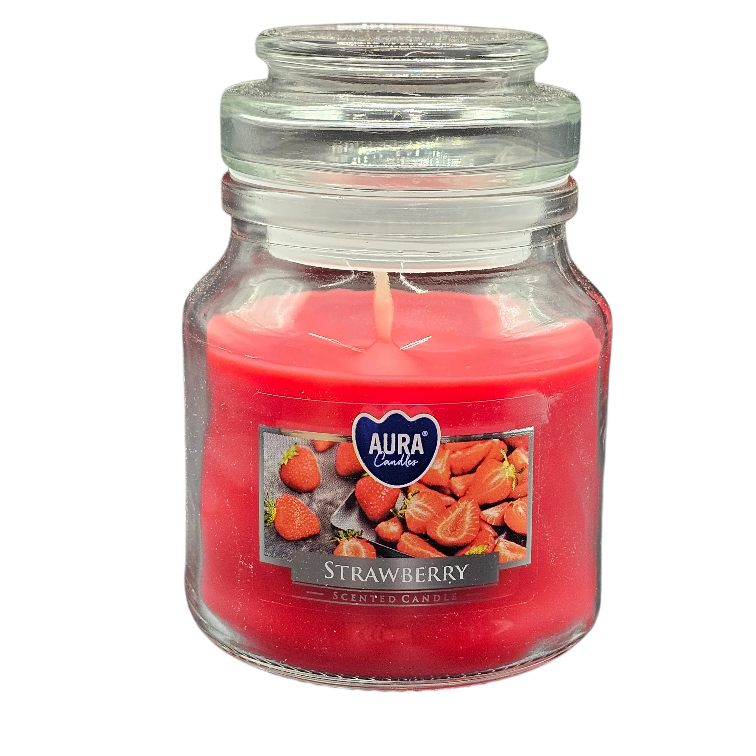 Candela Aura in vetro Fragola