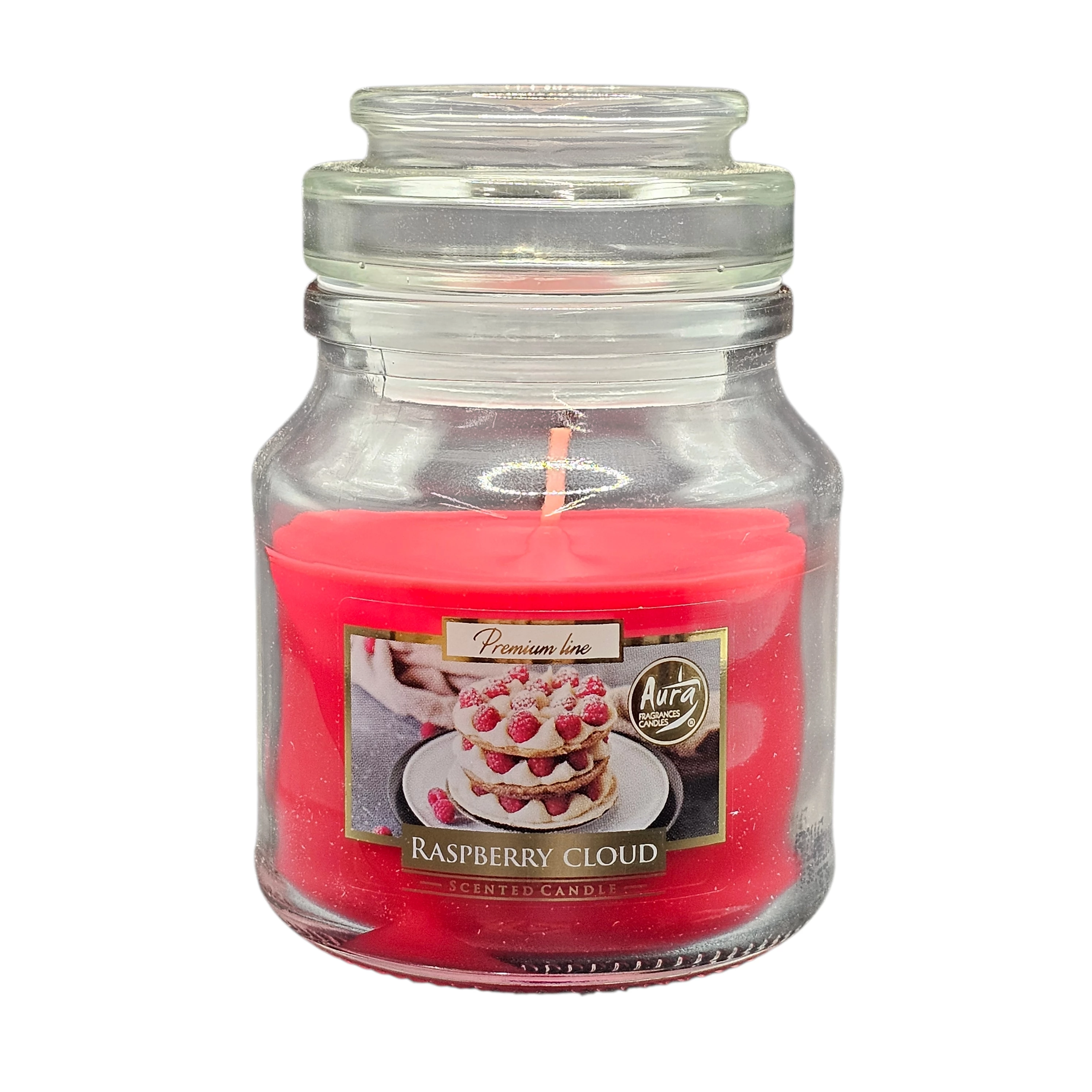Candela Aura in vetro Lampone