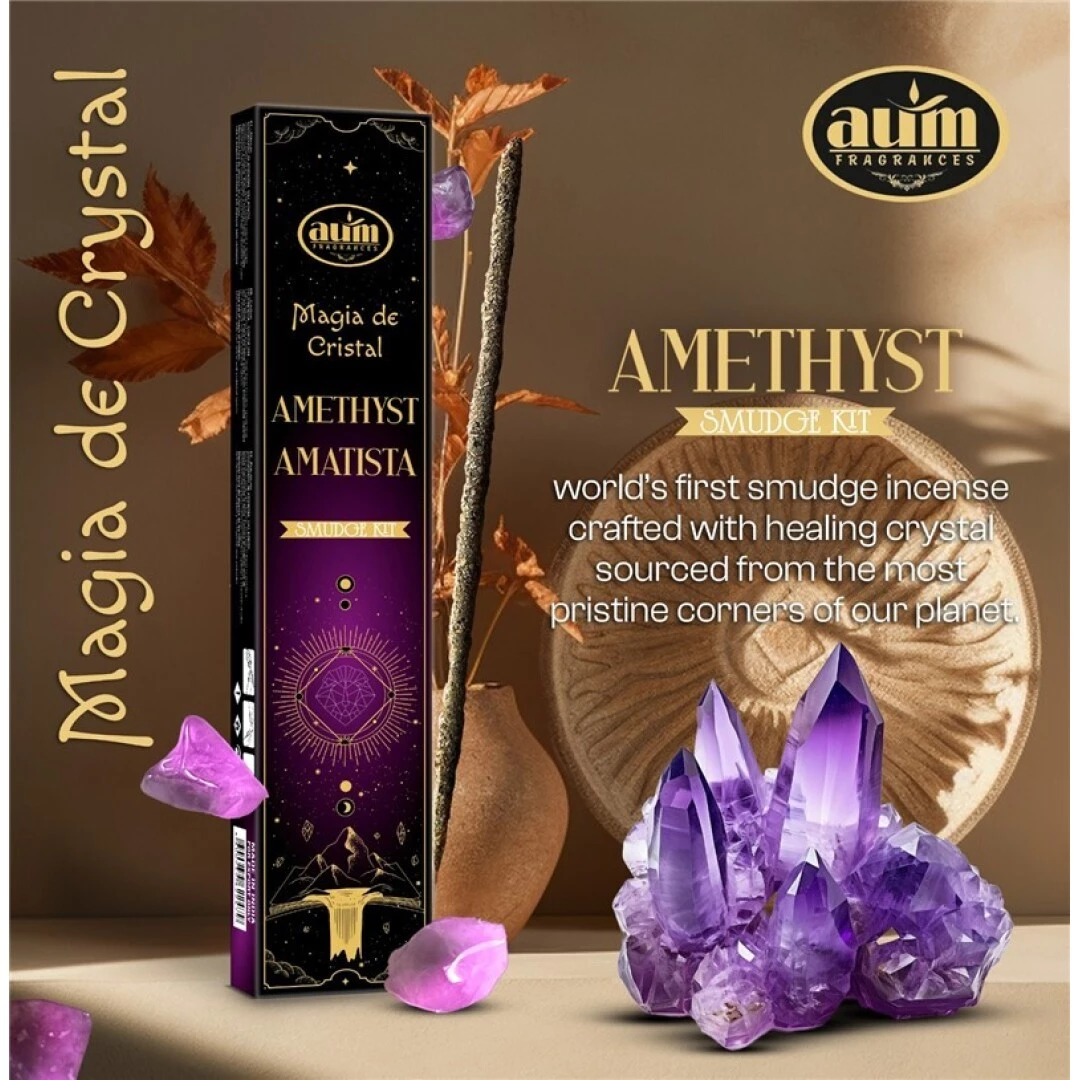 Incenso Aum Magia dei Cristalli con Pietre di Ametista -- 20Gr