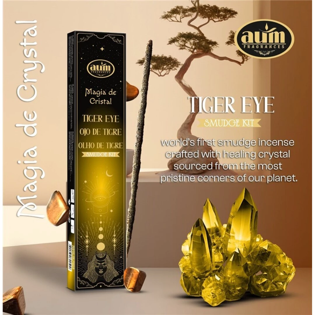 Incenso Aum Magia dei Cristalli con Pietre di Ochhio di tigre -- 20Gr