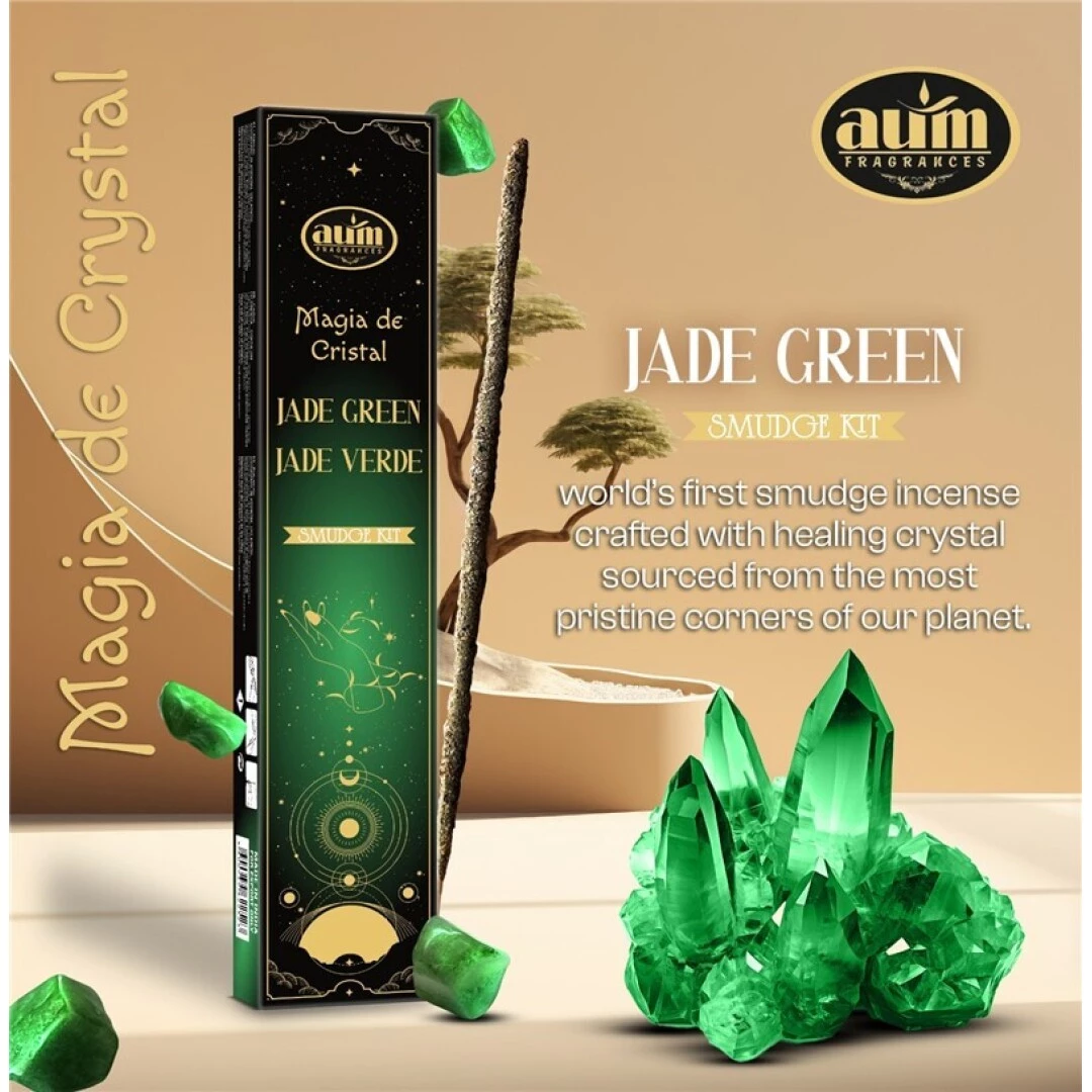 Incenso Aum Magia dei Cristalli con Pietre di Giada Verde -- 20Gr
