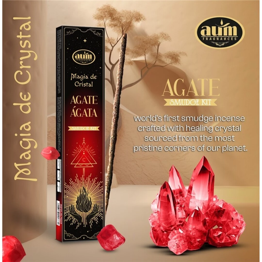 Incenso Aum Magia dei Cristalli con Pietre di Agata -- 20Gr
