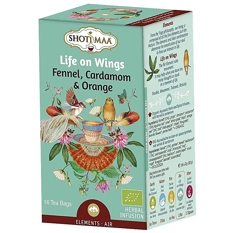 Tisana Organica Shoti Maa Life on Wings con Finocchio, Cardamomo e Arancia