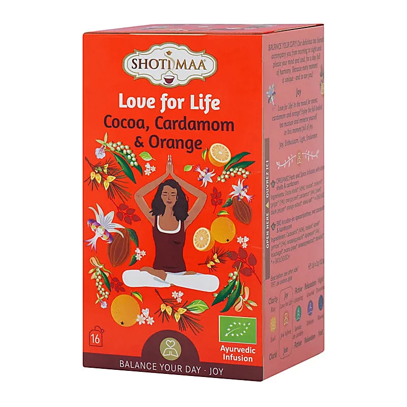 Tisana Organica Shoti Maa Love For Life con Cacao, Cardamomo e Arancia