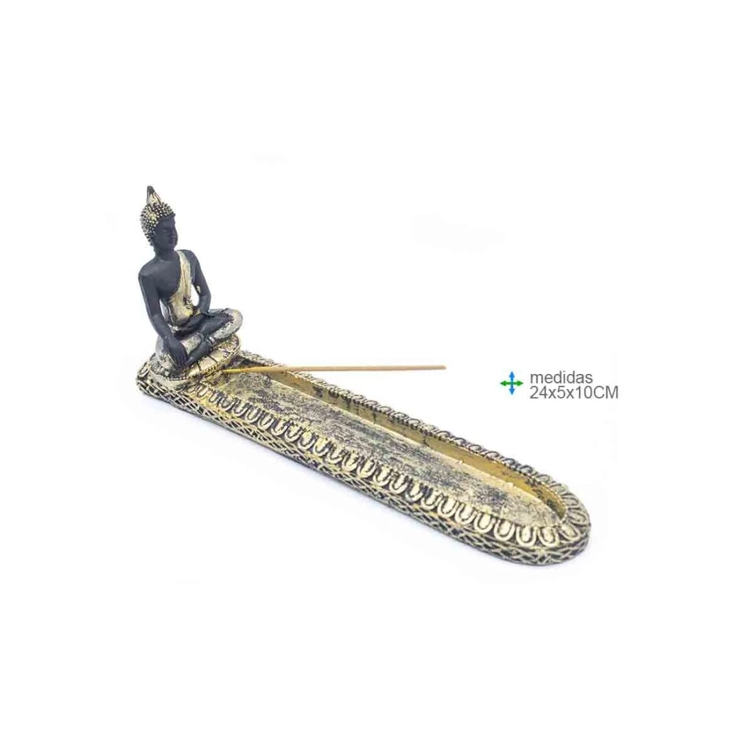 Porta incenso buddha Nero Oro -- 5x24 Cm