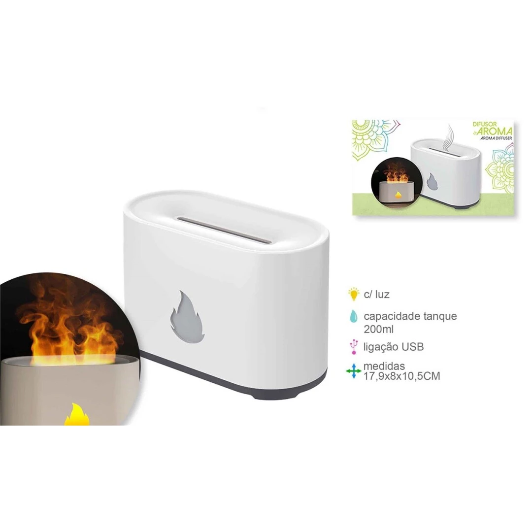 Diffusore per essenze Effetto fiamma usb Bianco