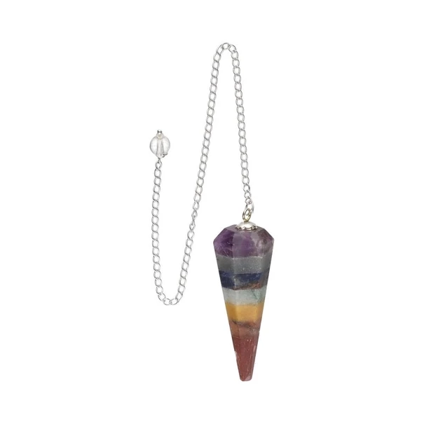 Pendolo 7 chakra Sfaccettato Appuntito -- 4 Cm