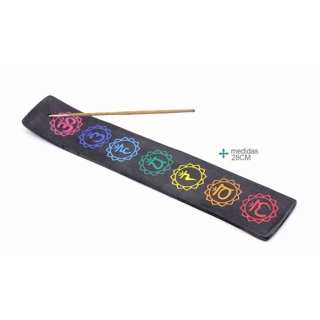Porta incenso Legno Nero 7 Chakra -- 28 Cm