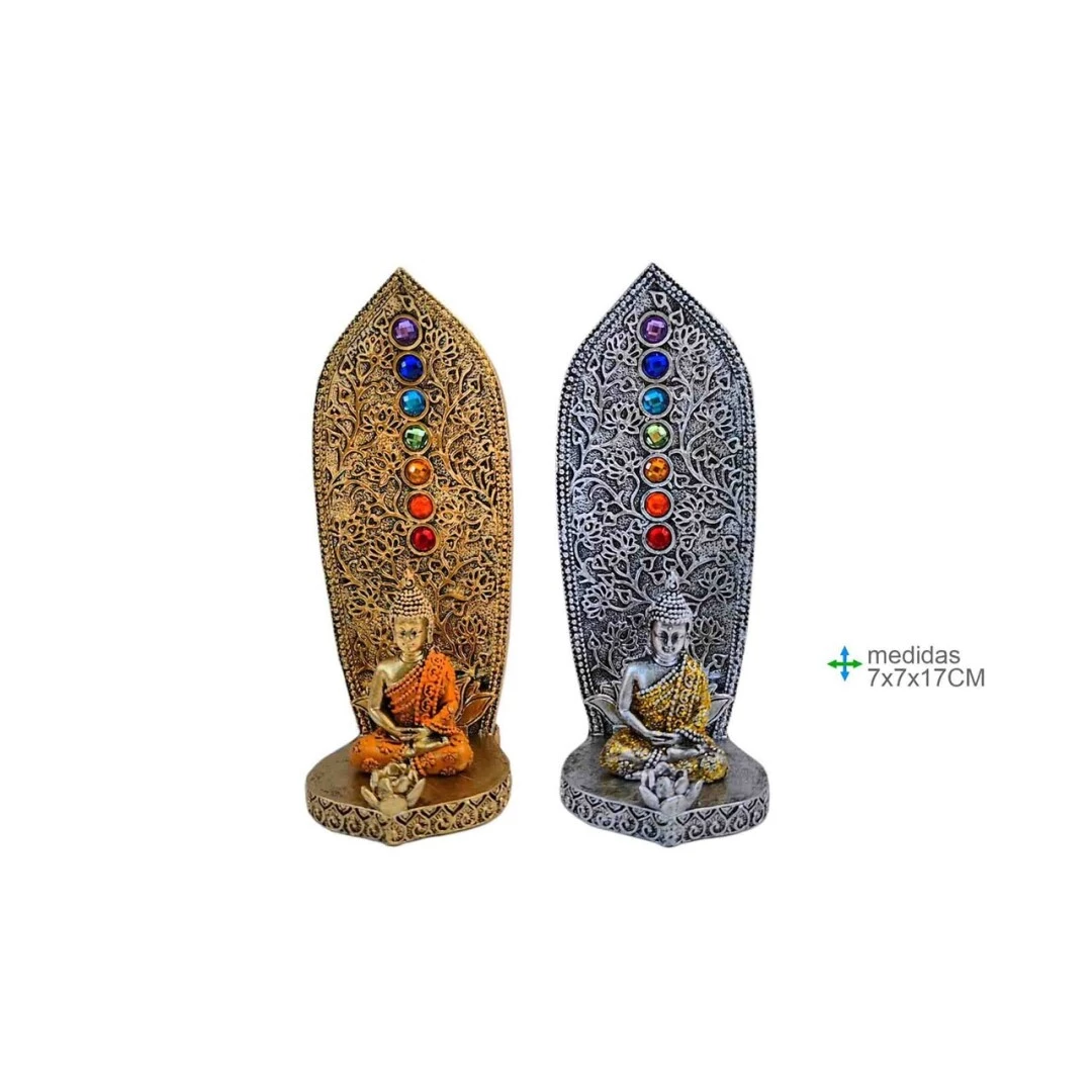 Porta incenso buddha Argento 7 Chakra -- 17x7 Cm