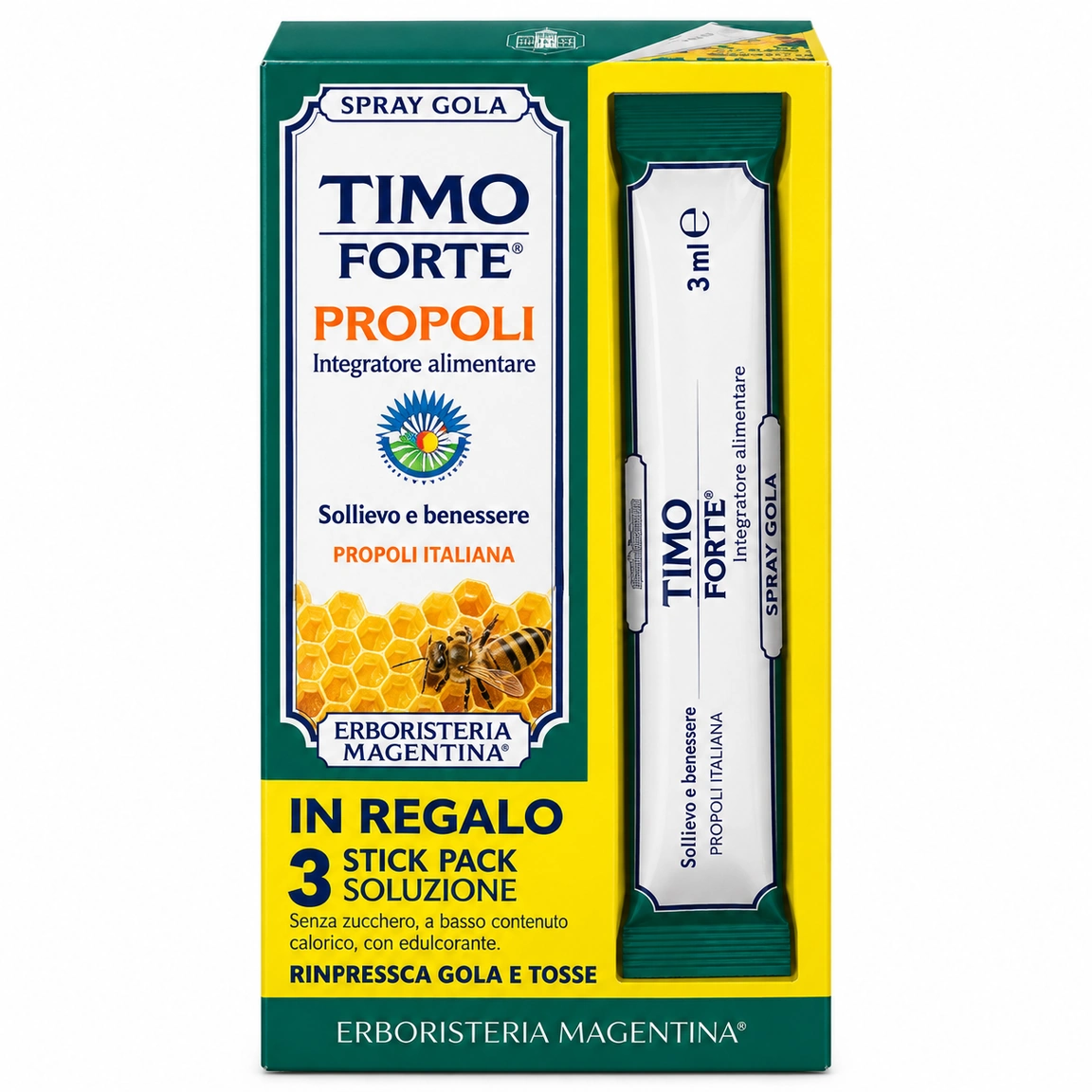 Timo Forte Kit Spray Gola Propoli e 3 Stick Pack