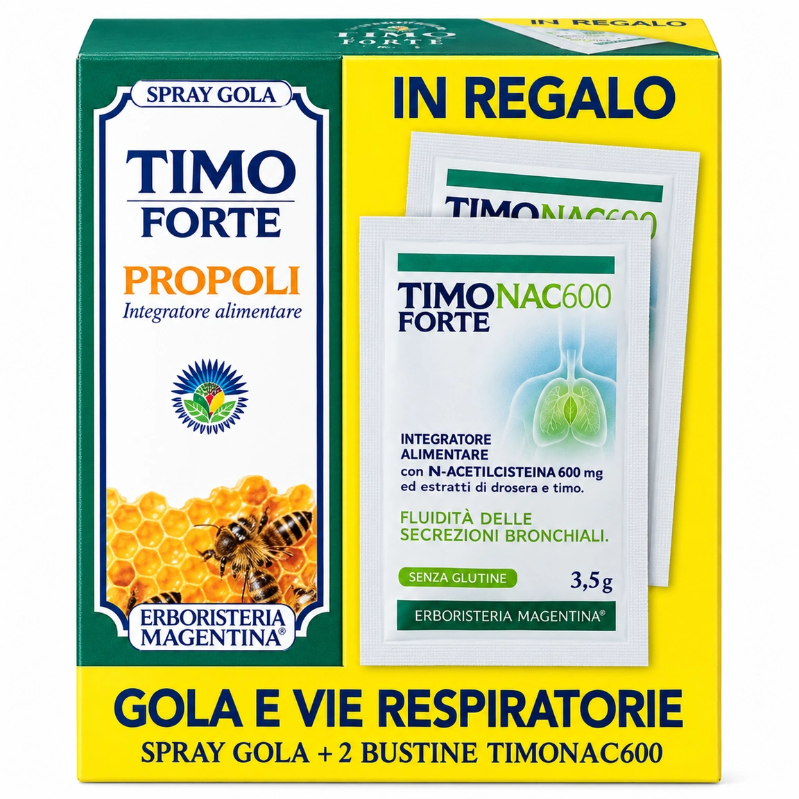 Timo Forte Kit Spray Gola Propoli e 2 Bustine Timonac600